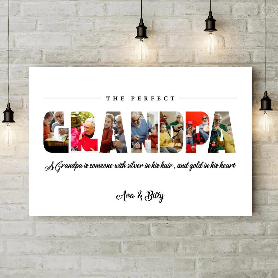 The Perfect Grandpa Upload Photo Custom Canvas Poster Birthday Gift For Grandpa - Image 4