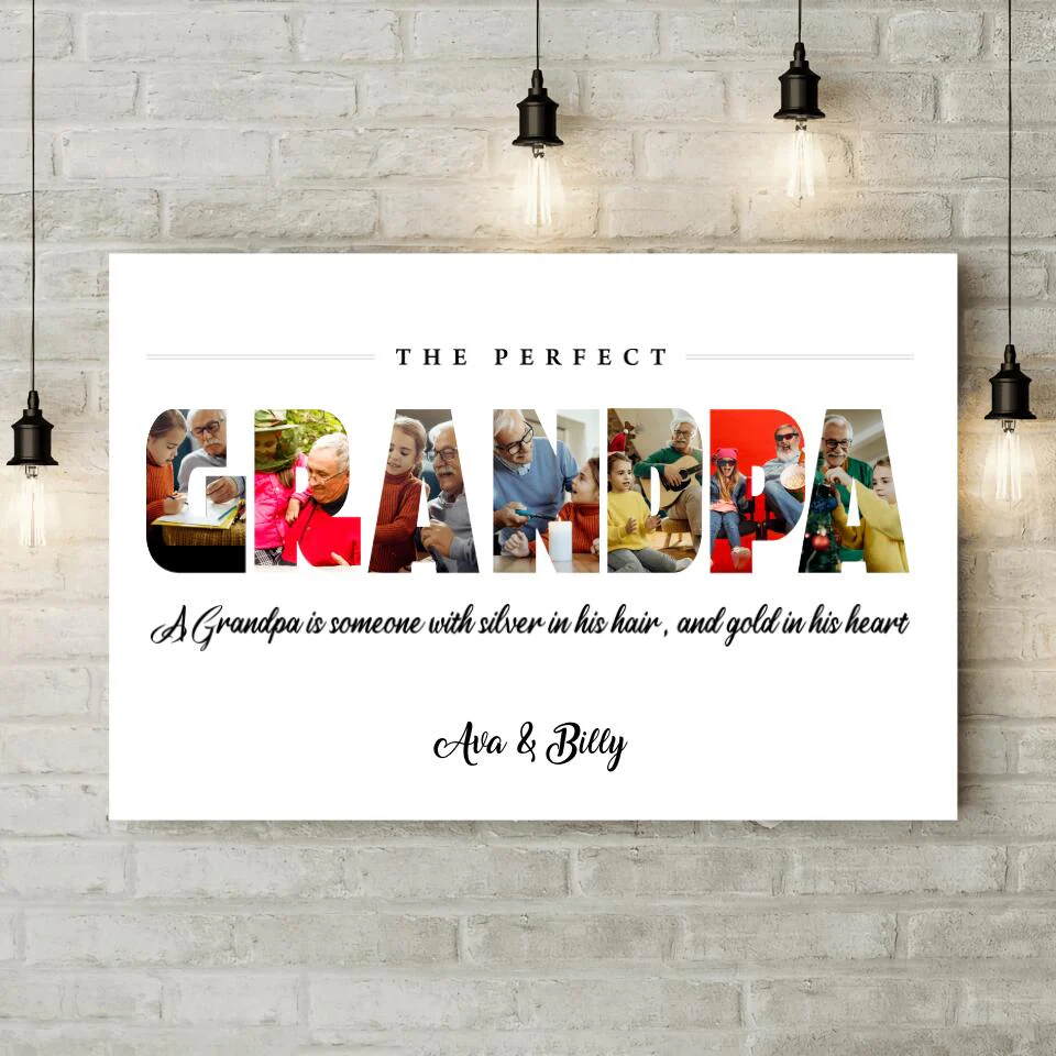The Perfect Grandpa Upload Photo Custom Canvas Poster Birthday Gift For Grandpa - Image 5