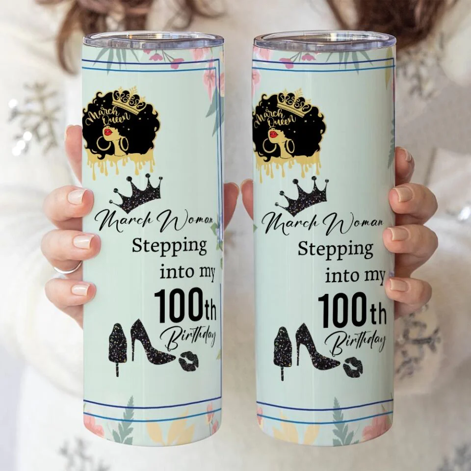 The Queen Stepping Into Birthday Personalized Skinny Tumbler - Image 5