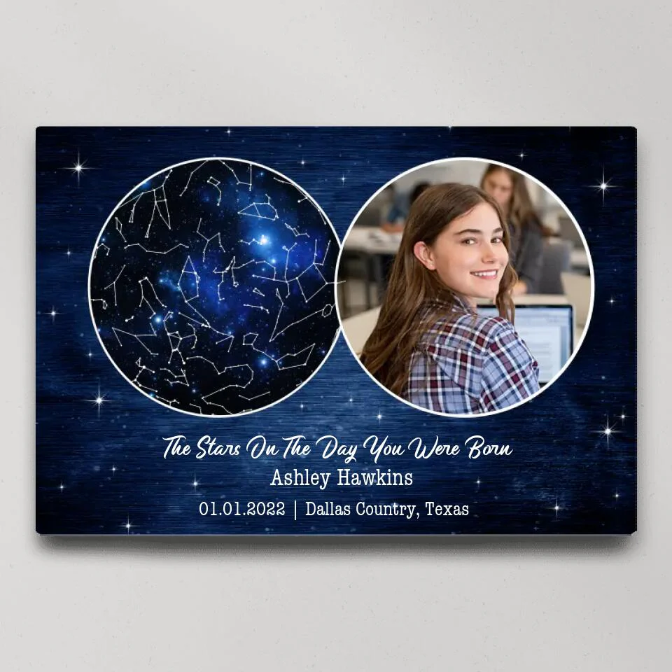 The Stars On The Day You Were Born Custom Canvas Poster Birthday Gifts For Him For Her - Image 3