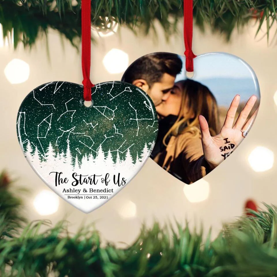 The Start Of Us - Personalized Photo Ceramic Ornament - Gift For Him, Her - Image 11