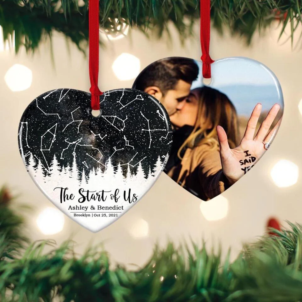 The Start Of Us - Personalized Photo Ceramic Ornament - Gift For Him, Her - Image 14