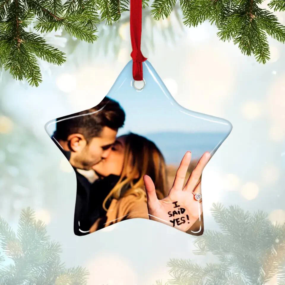 The Start Of Us - Personalized Photo Ceramic Ornament - Gift For Him, Her - Image 17
