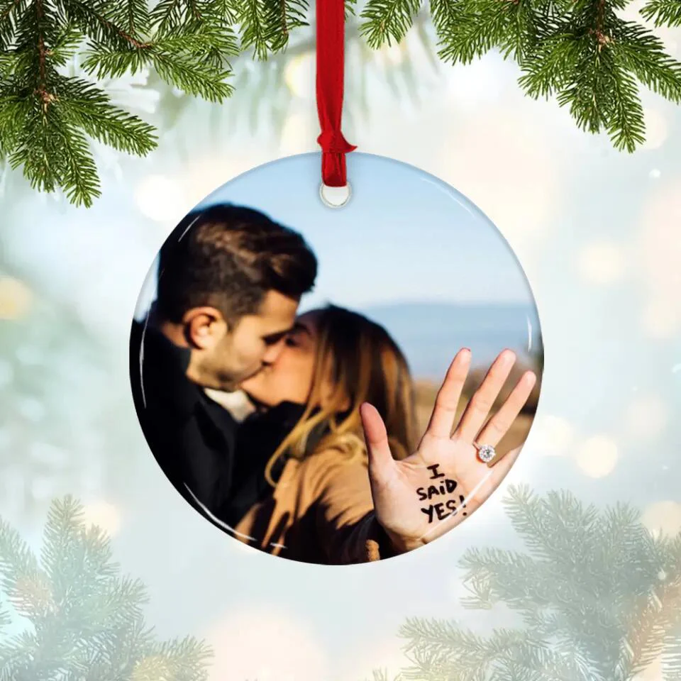 The Start Of Us - Personalized Photo Ceramic Ornament - Gift For Him, Her - Image 2