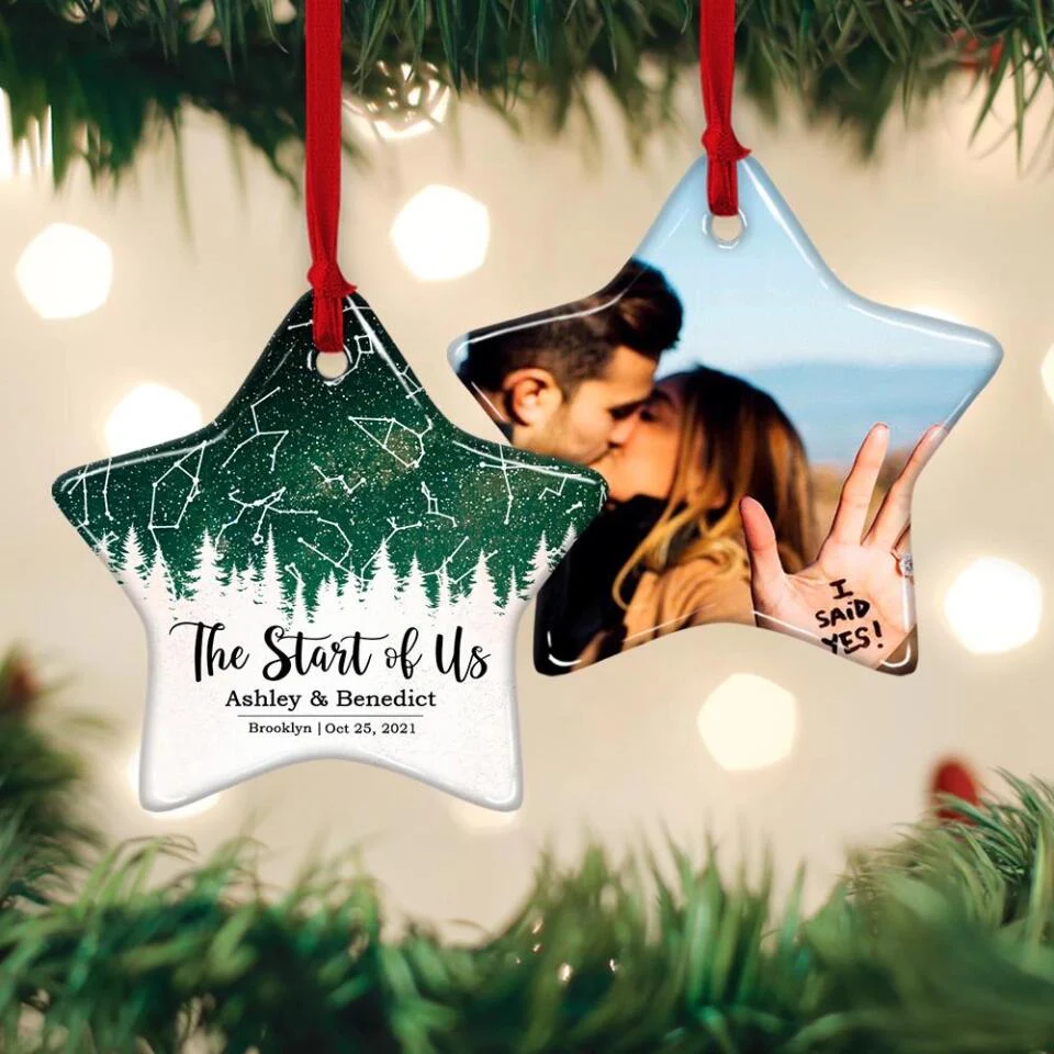 The Start Of Us - Personalized Photo Ceramic Ornament - Gift For Him, Her - Image 21