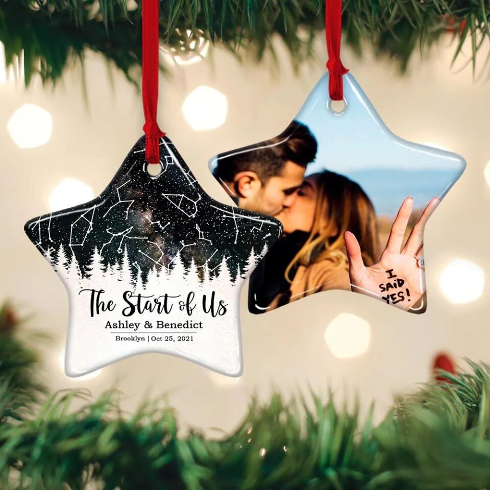 The Start Of Us - Personalized Photo Ceramic Ornament - Gift For Him, Her - Image 24