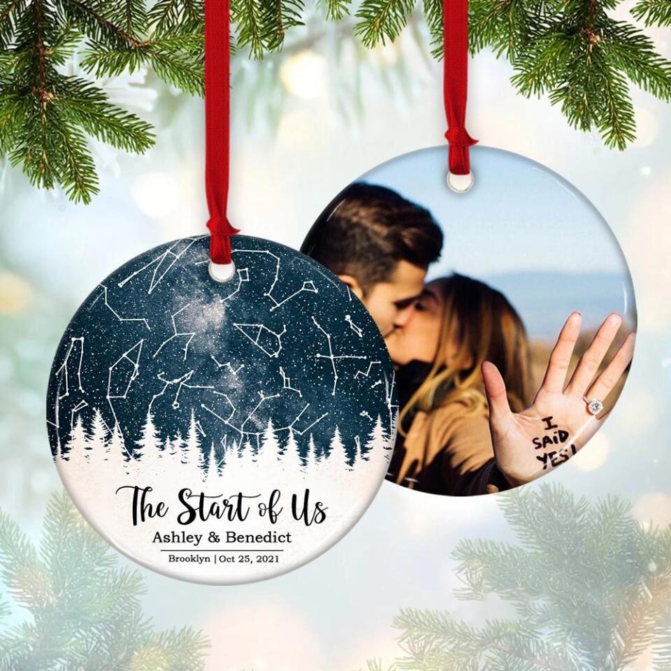 The Start Of Us - Personalized Photo Ceramic Ornament - Gift For Him, Her - Image 3