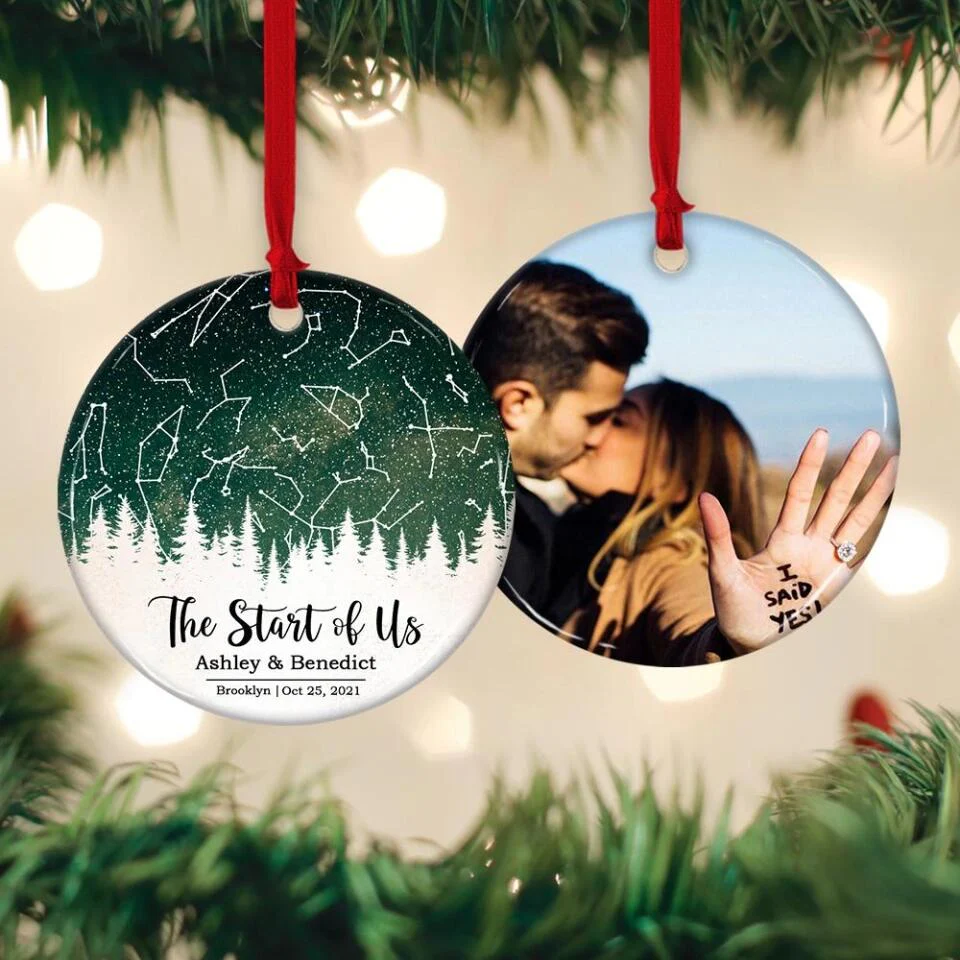 The Start Of Us - Personalized Photo Ceramic Ornament - Gift For Him, Her - Image 4