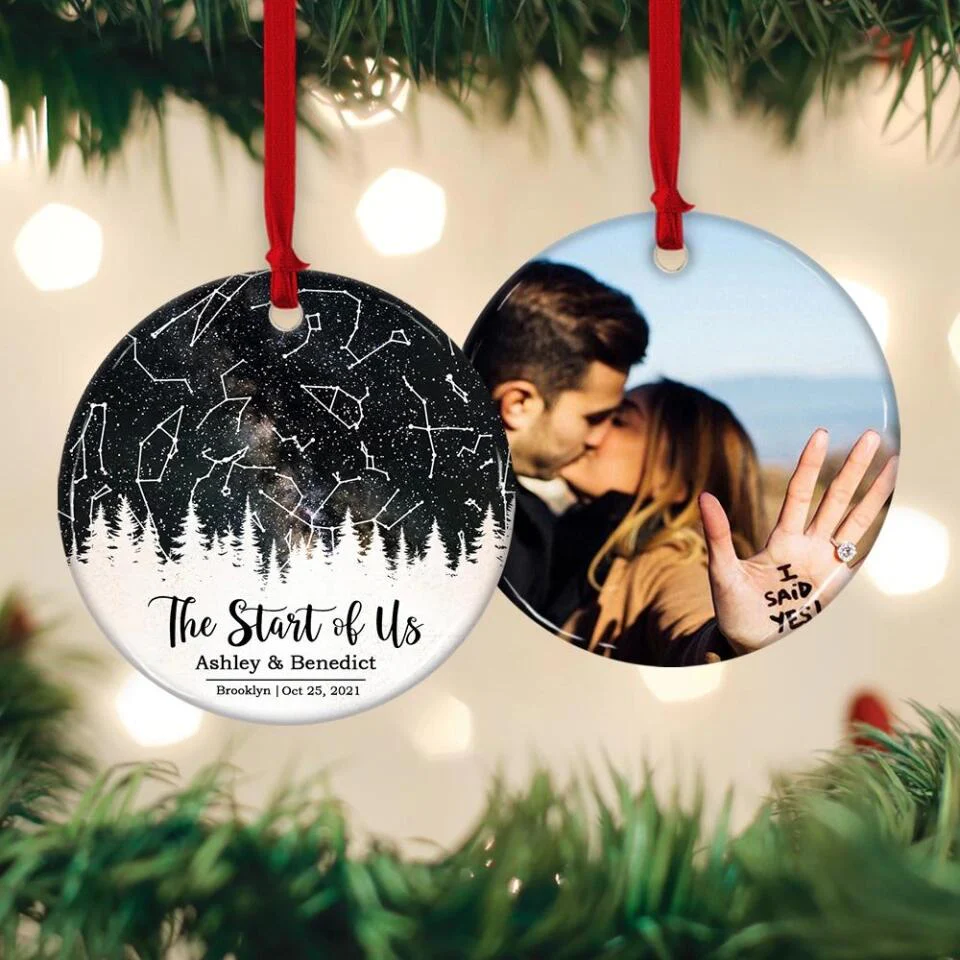 The Start Of Us - Personalized Photo Ceramic Ornament - Gift For Him, Her - Image 7
