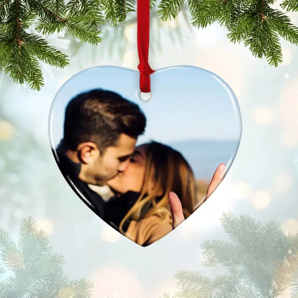 The Start Of Us - Personalized Photo Ceramic Ornament - Gift For Him, Her - Image 9