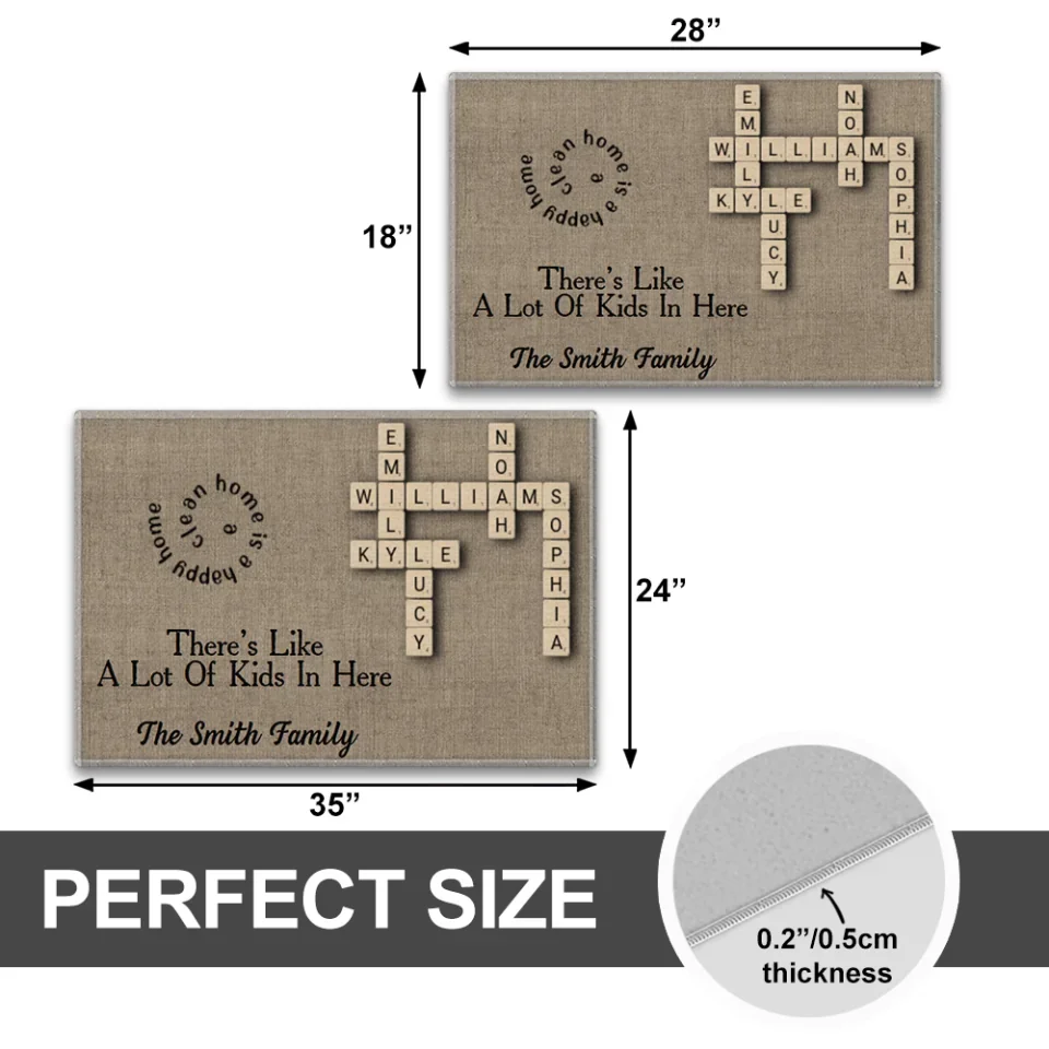 There's Like A Lot Of Kids In Here - Personalized Crossword Puzzle Doormat - Family Unity Gifts for Parents, Grandparents - Image 5