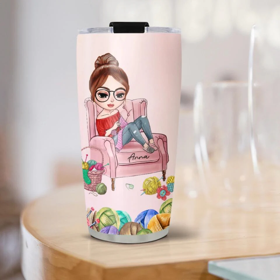 Crocheting Yarns, Things I Do in My Spare Time - Personalized Tumbler - Birthday Gift for Crocheter - Image 6