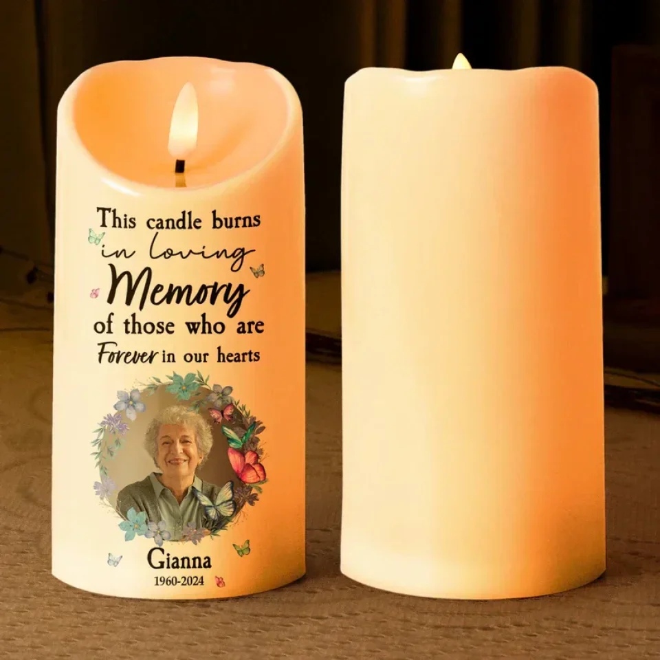 This Candle Burns In Loving Memory - Personalized Photo LED Candle - Memorial Gifts for Loss of Mother/Father/Grandparents - Image 11