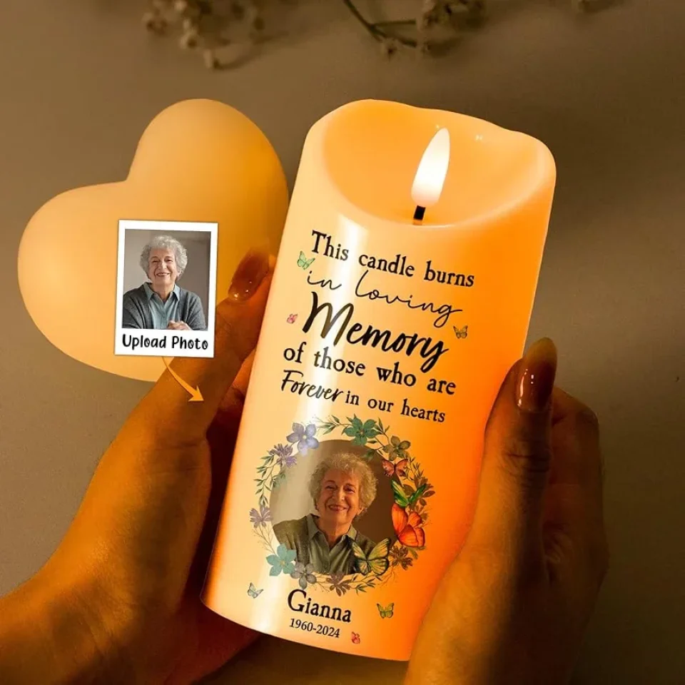 This Candle Burns In Loving Memory - Personalized Photo LED Candle - Memorial Gifts for Loss of Mother/Father/Grandparents - Image 12