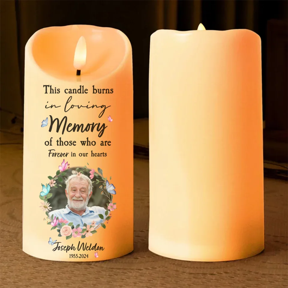 This Candle Burns In Loving Memory - Personalized Photo LED Candle - Memorial Gifts for Loss of Mother/Father/Grandparents - Image 8