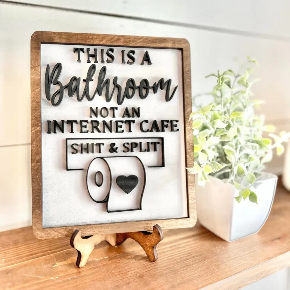 This Is A Bathroom - 2 Layer Shape Wooden Sign - Funny Gift For Family - Image 2