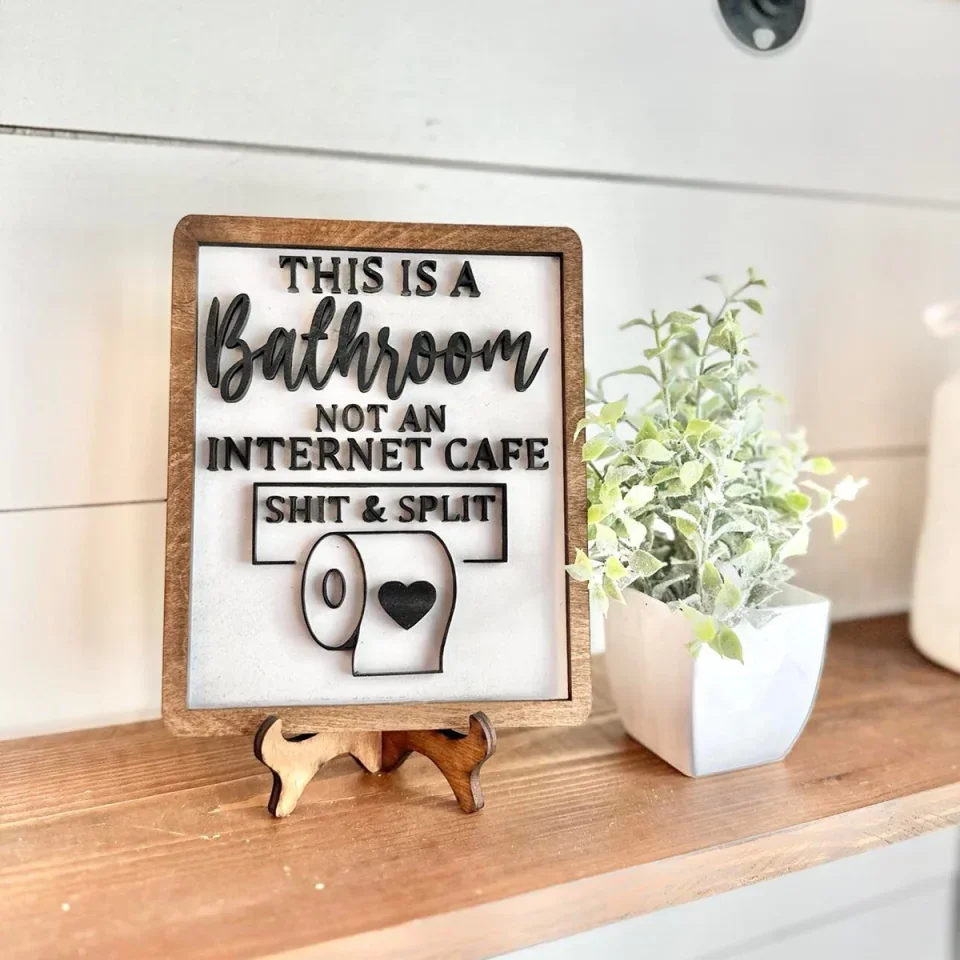 This Is A Bathroom - 2 Layer Shape Wooden Sign - Funny Gift For Family - Image 5