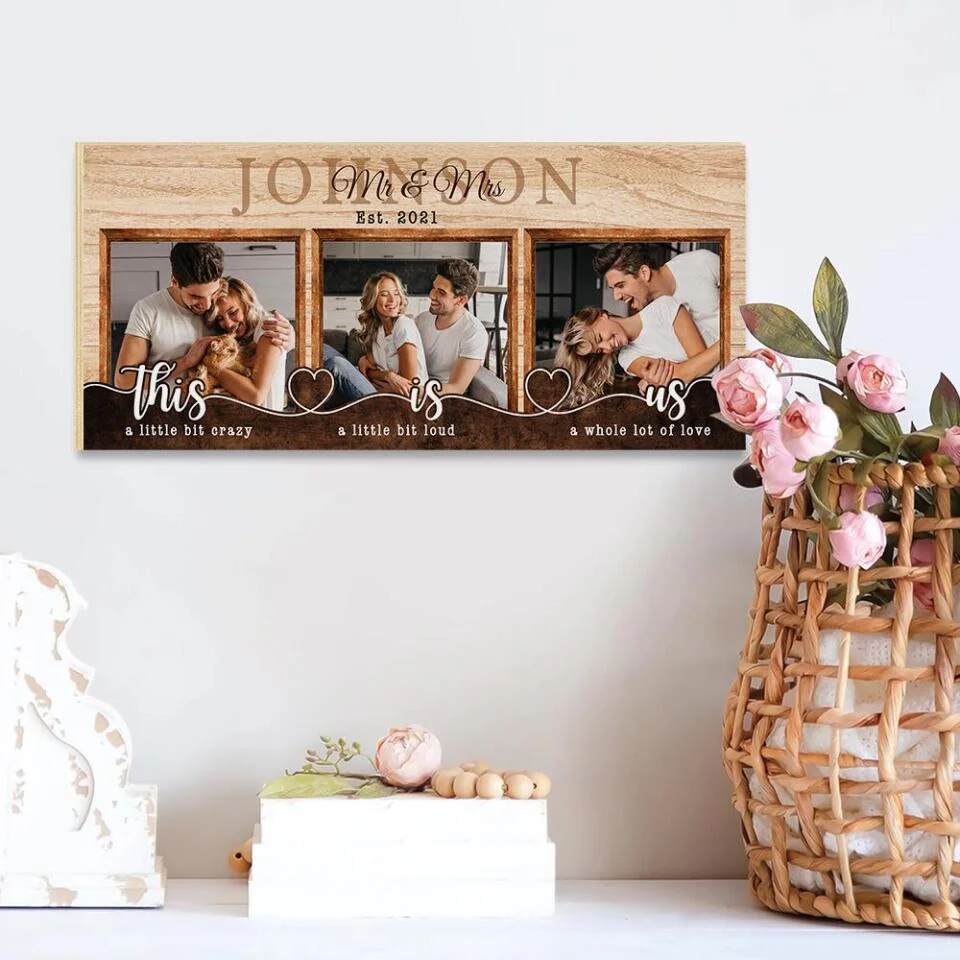 Personalized Valentine Gifts - This Is Us Mr and Mrs - Personalized Wall Art Decor Rectangle Wood Sign - Gift for Wife, Husband - Image 3