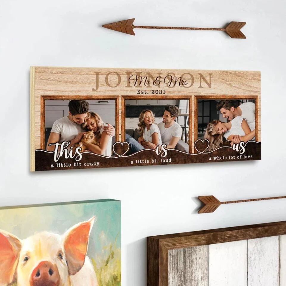 Personalized Valentine Gifts - This Is Us Mr and Mrs - Personalized Wall Art Decor Rectangle Wood Sign - Gift for Wife, Husband - Image 4