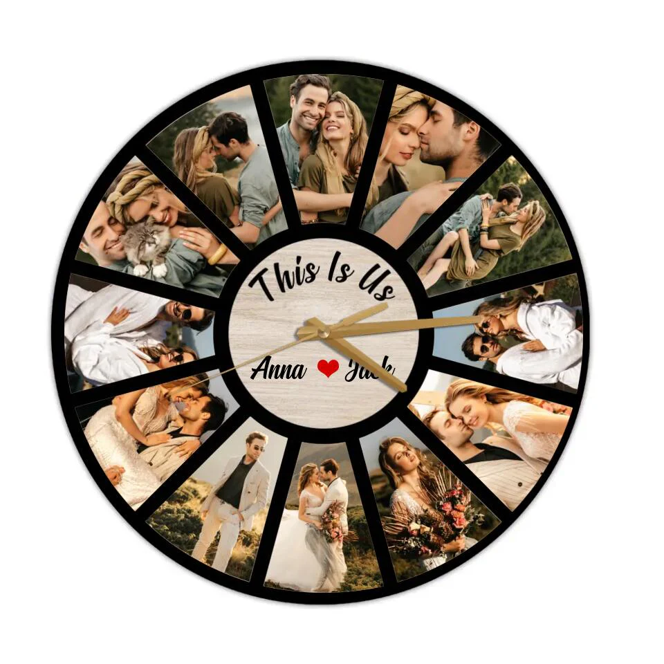 Couple Wooden Sign Personalized Valentine Gifts - This Is Us Time of Love - Photo Gifts - Custom Wall Clock - Anniversary, Valentine Gift For Couples - Image 3