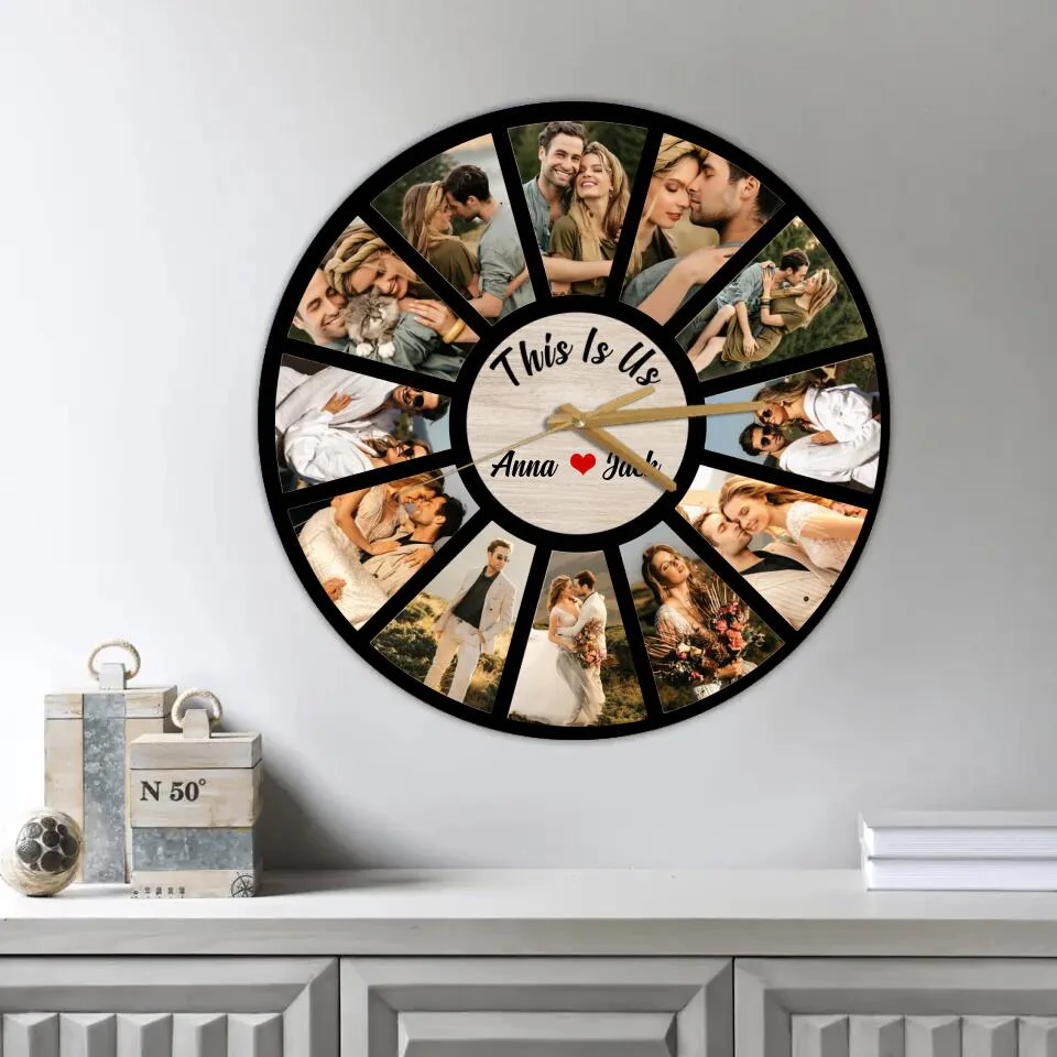 Couple Wooden Sign Personalized Valentine Gifts - This Is Us Time of Love - Photo Gifts - Custom Wall Clock - Anniversary, Valentine Gift For Couples - Image 4