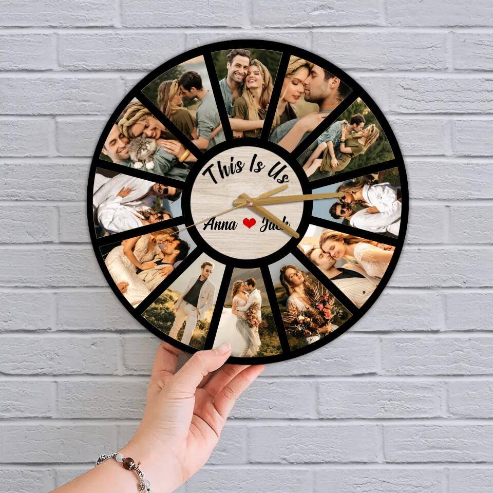 Couple Wooden Sign Personalized Valentine Gifts - This Is Us Time of Love - Photo Gifts - Custom Wall Clock - Anniversary, Valentine Gift For Couples - Image 5