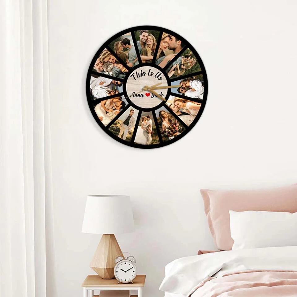 Couple Wooden Sign Personalized Valentine Gifts - This Is Us Time of Love - Photo Gifts - Custom Wall Clock - Anniversary, Valentine Gift For Couples - Image 6