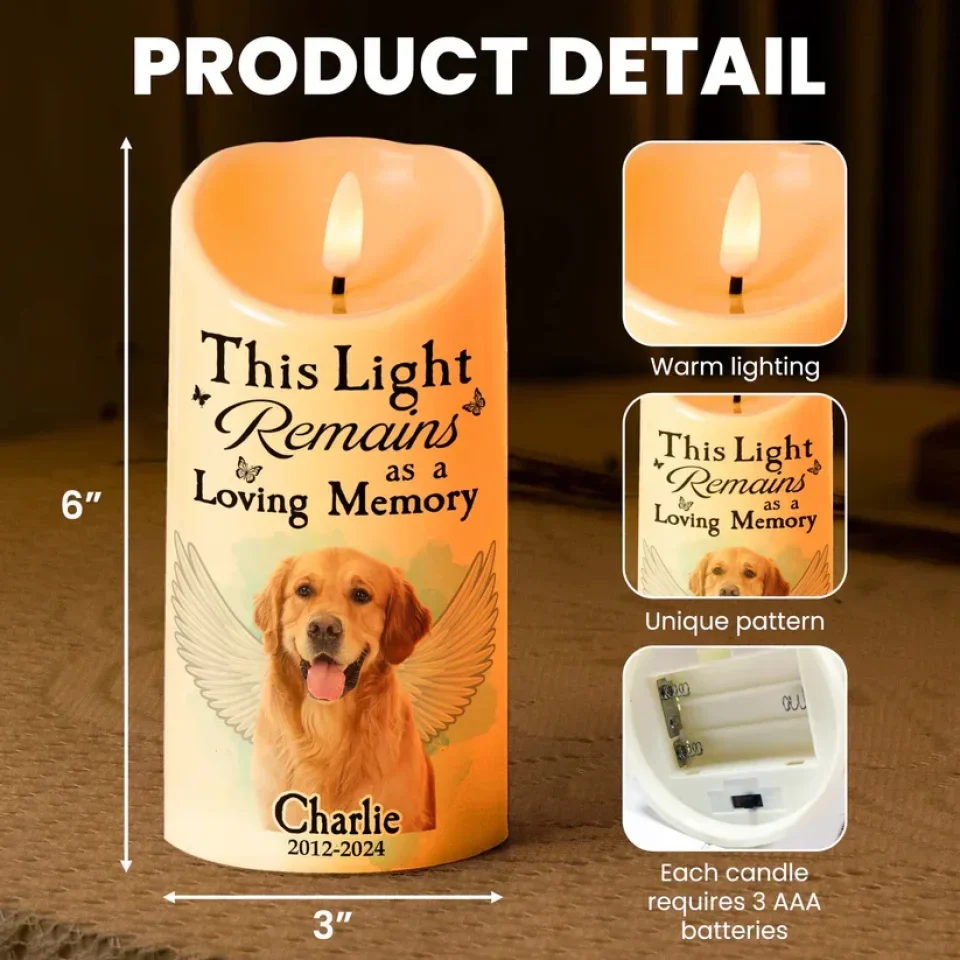 This Light Remains as a Loving Memory - When Tomorrow Starts Without Me - Personalized LED Candle - Memorial Gift For Loss Pet - Image 4