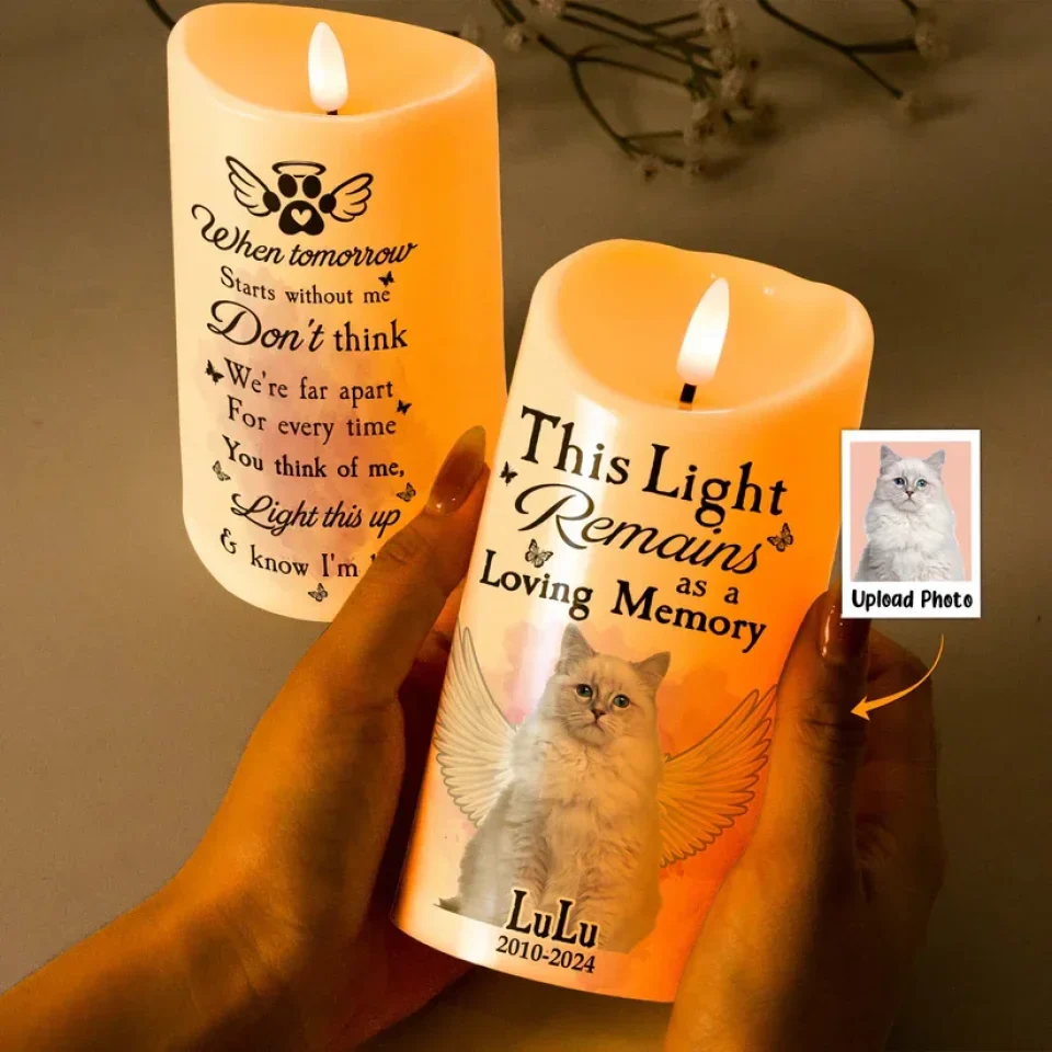 This Light Remains as a Loving Memory - When Tomorrow Starts Without Me - Personalized LED Candle - Memorial Gift For Loss Pet - Image 5