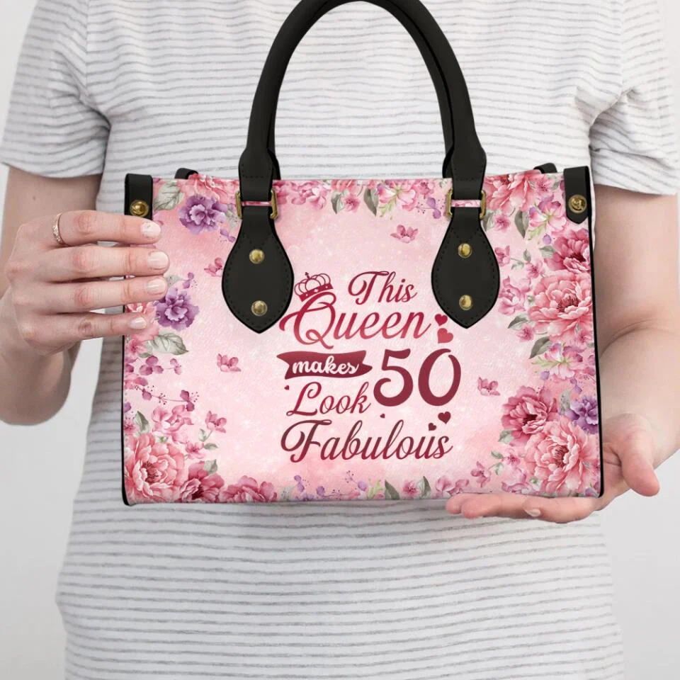 This Queen Makes 50 Look Fabulous - Personalized Leather Bag - 50th Birthday Gift for Women - Image 4