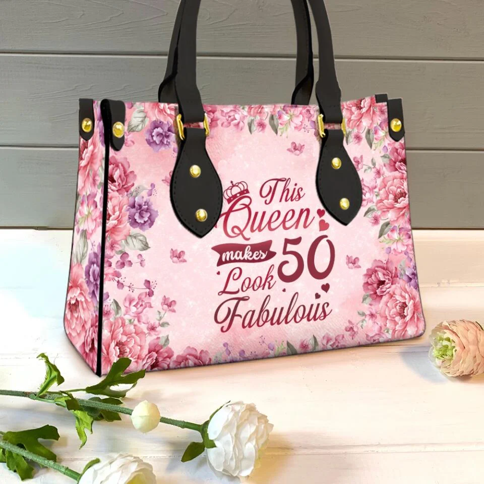 This Queen Makes 50 Look Fabulous - Personalized Leather Bag - 50th Birthday Gift for Women - Image 5