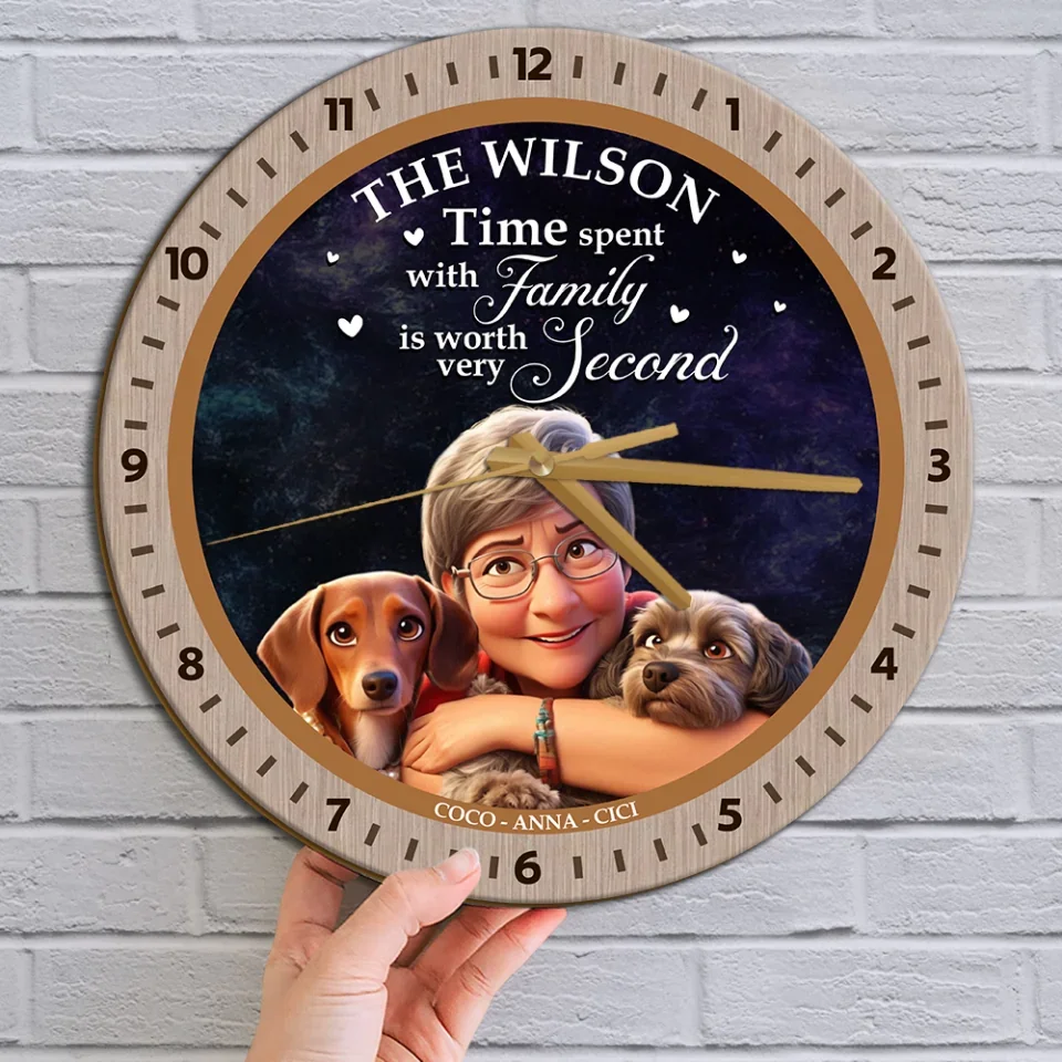 Couple Wooden Sign Time Spent With Family Is Priceless - Personalized Wall Clock - Family Gifts For Christmas - Image 5