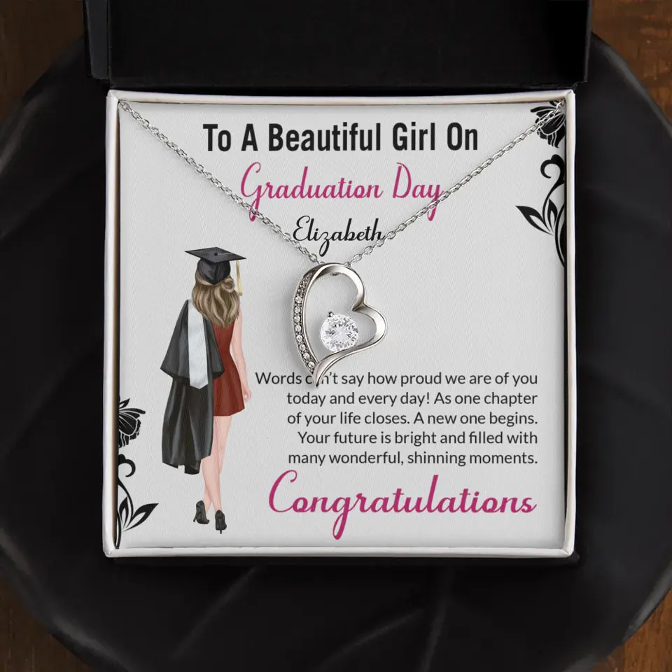 To A Beautiful Girl On Graduation Day - Personalized Necklace - Graduation Gift For Daughter/Sister - Image 11
