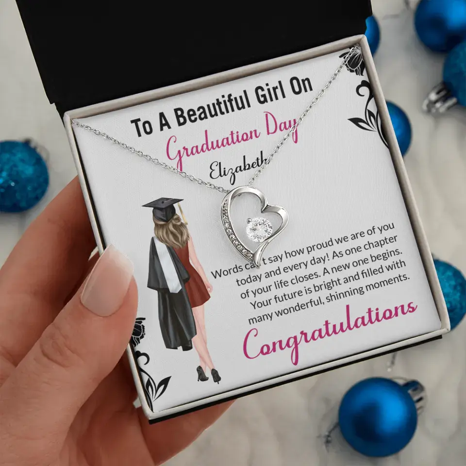 To A Beautiful Girl On Graduation Day - Personalized Necklace - Graduation Gift For Daughter/Sister - Image 12