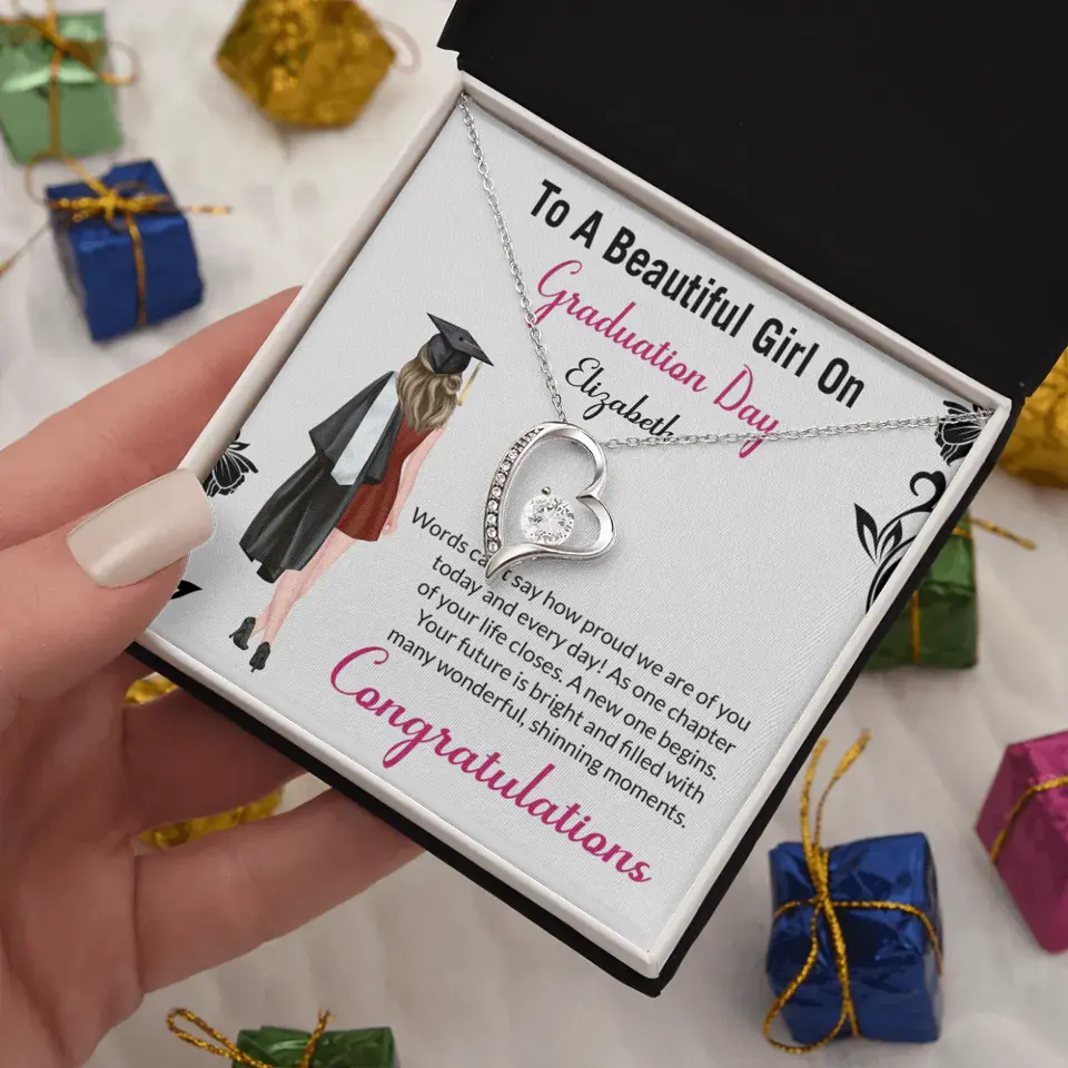 To A Beautiful Girl On Graduation Day - Personalized Necklace - Graduation Gift For Daughter/Sister - Image 13