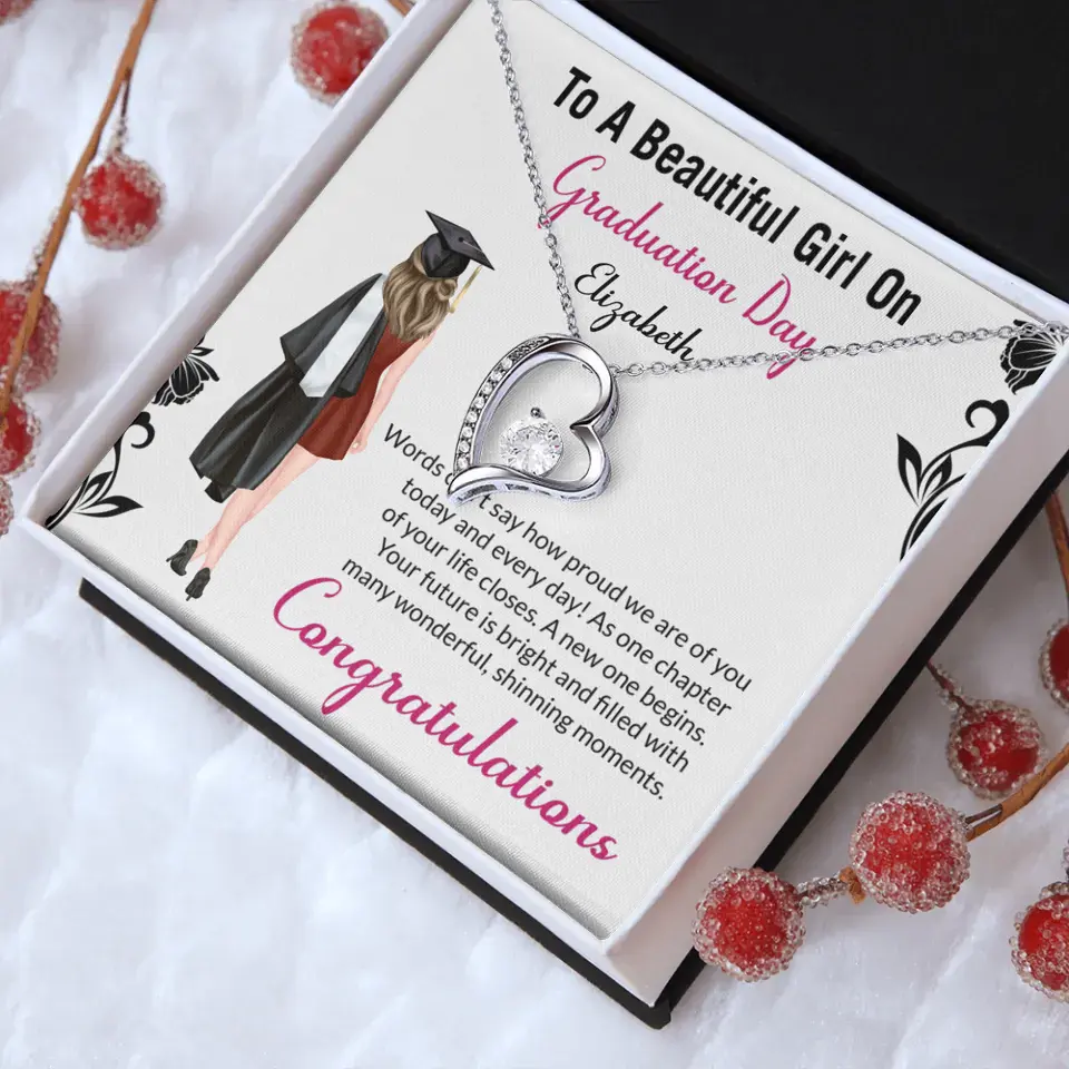 To A Beautiful Girl On Graduation Day - Personalized Necklace - Graduation Gift For Daughter/Sister - Image 14