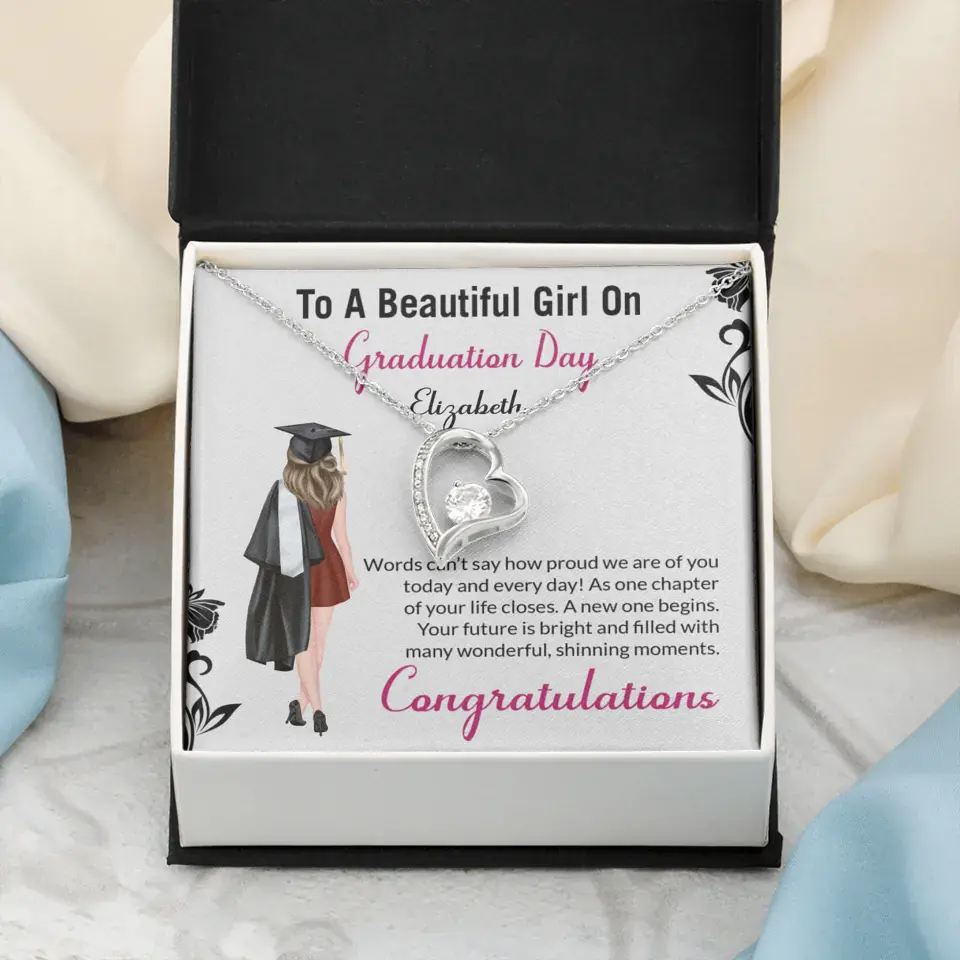 To A Beautiful Girl On Graduation Day - Personalized Necklace - Graduation Gift For Daughter/Sister - Image 17