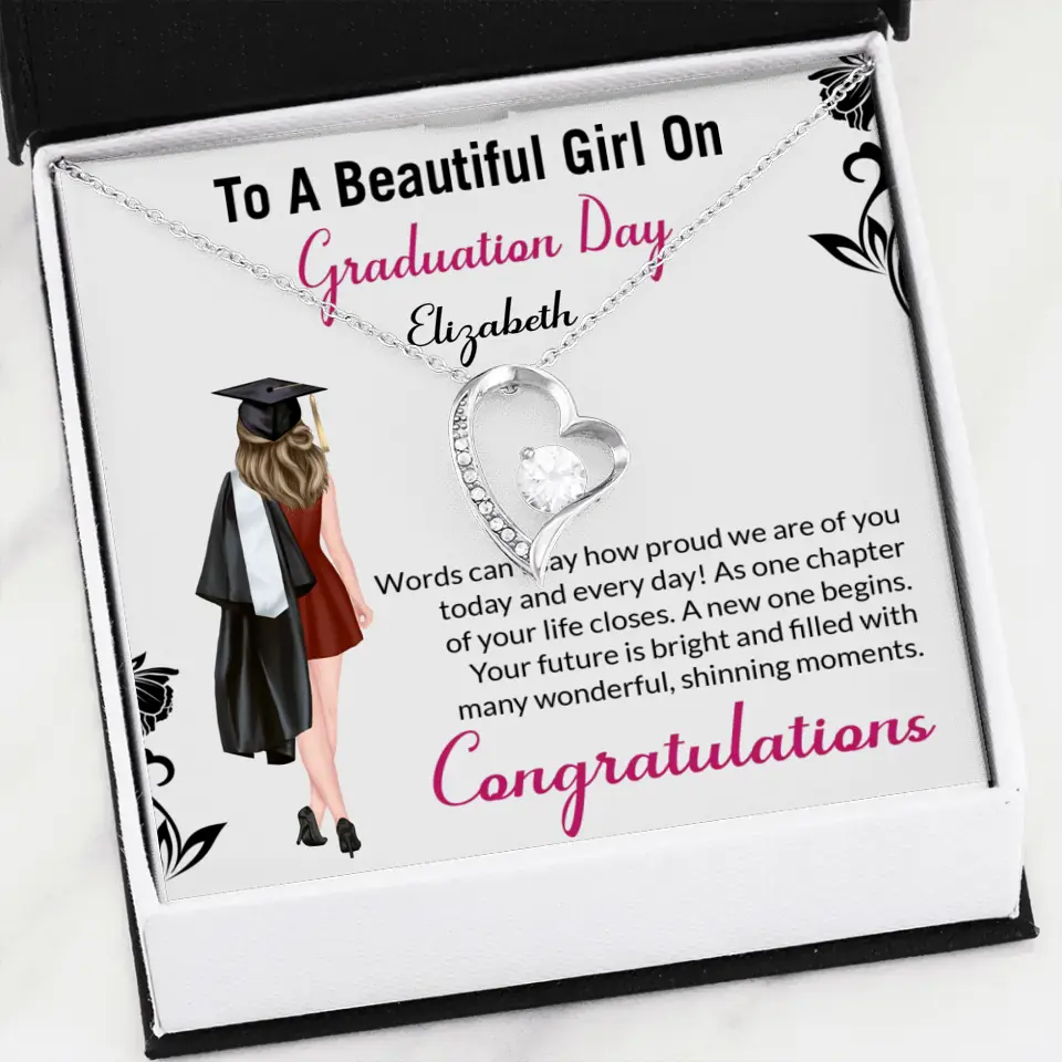 To A Beautiful Girl On Graduation Day - Personalized Necklace - Graduation Gift For Daughter/Sister - Image 18