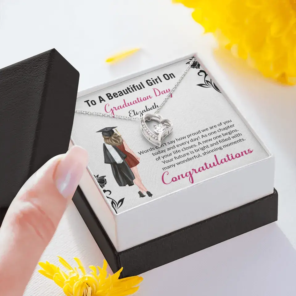 To A Beautiful Girl On Graduation Day - Personalized Necklace - Graduation Gift For Daughter/Sister - Image 19