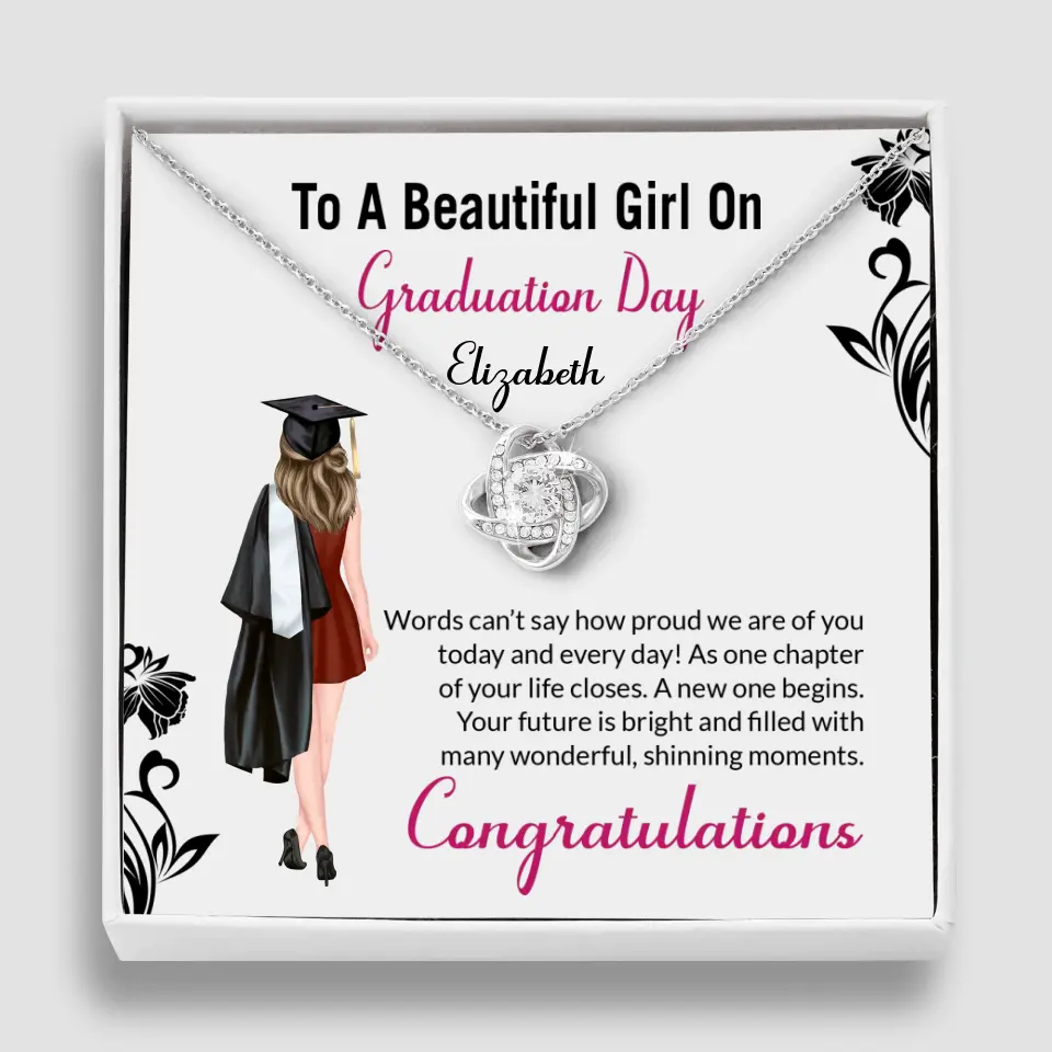 To A Beautiful Girl On Graduation Day - Personalized Necklace - Graduation Gift For Daughter/Sister - Image 2