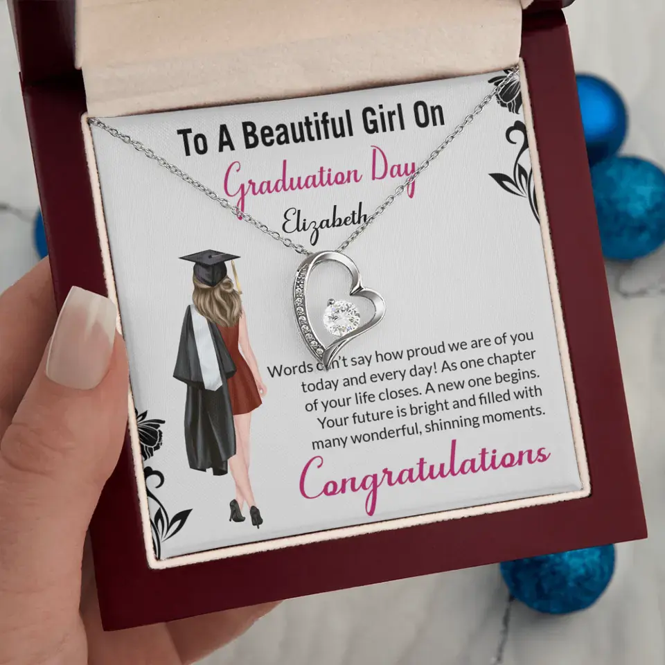 To A Beautiful Girl On Graduation Day - Personalized Necklace - Graduation Gift For Daughter/Sister - Image 24