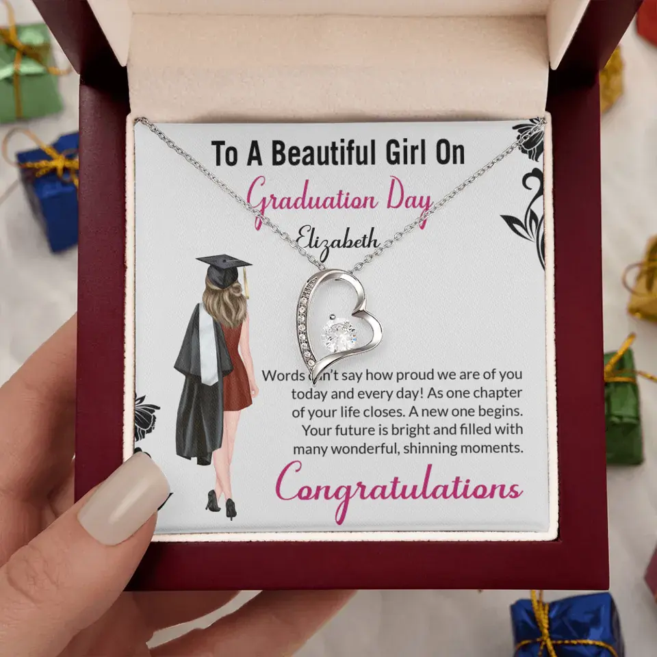 To A Beautiful Girl On Graduation Day - Personalized Necklace - Graduation Gift For Daughter/Sister - Image 25