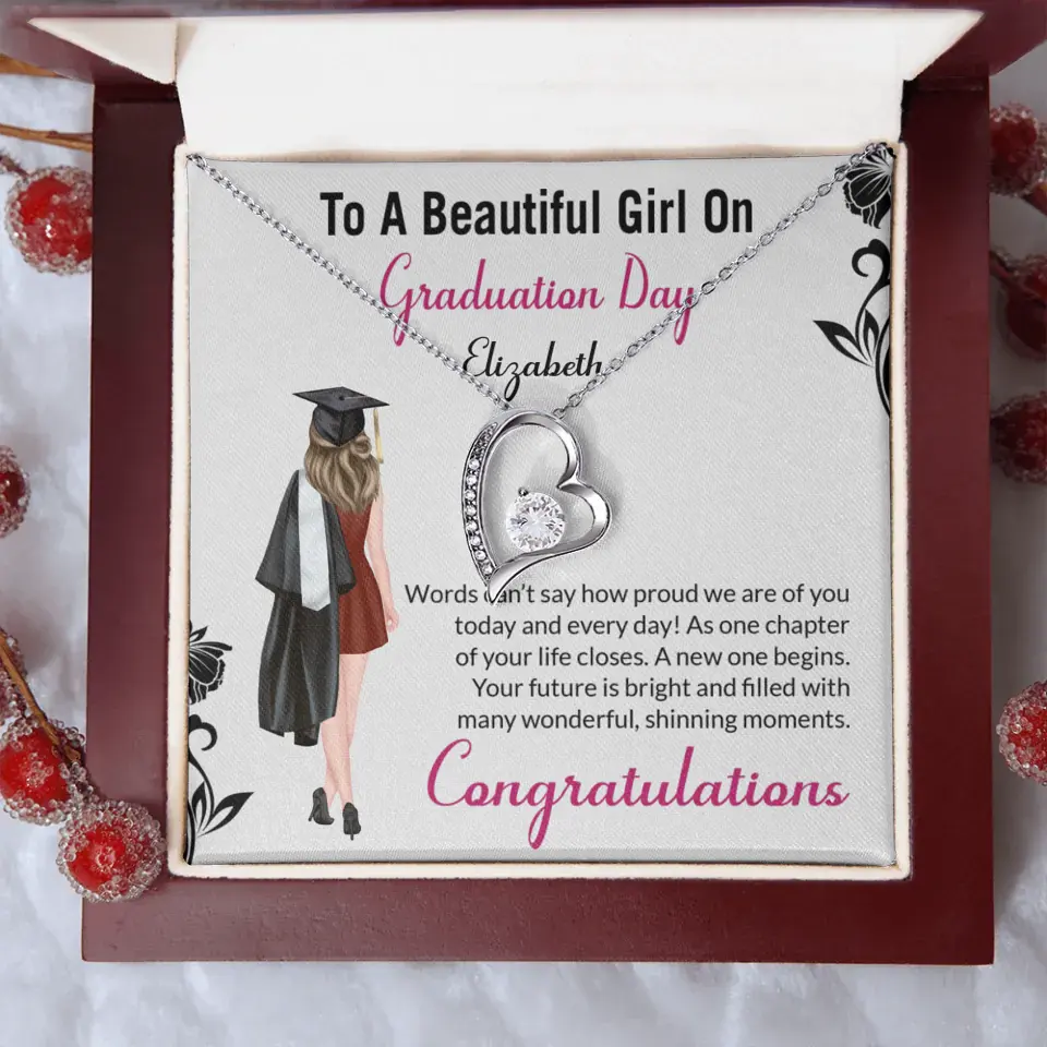 To A Beautiful Girl On Graduation Day - Personalized Necklace - Graduation Gift For Daughter/Sister - Image 26