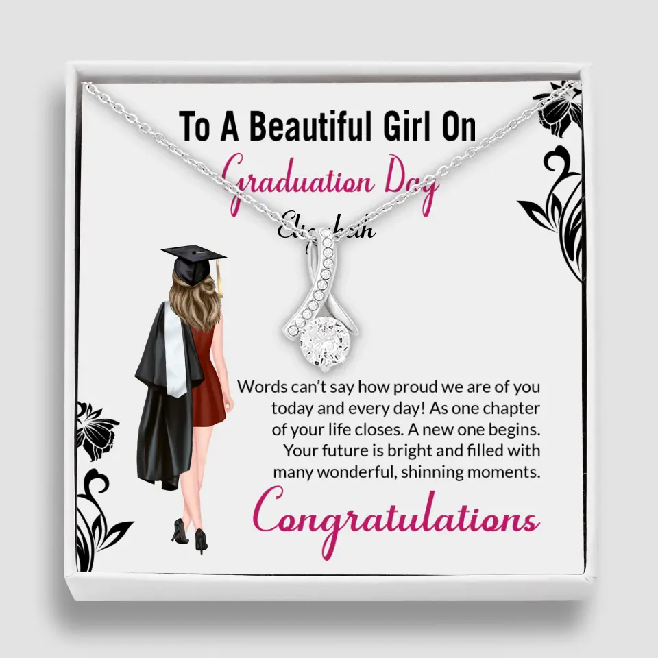 To A Beautiful Girl On Graduation Day - Personalized Necklace - Graduation Gift For Daughter/Sister - Image 34