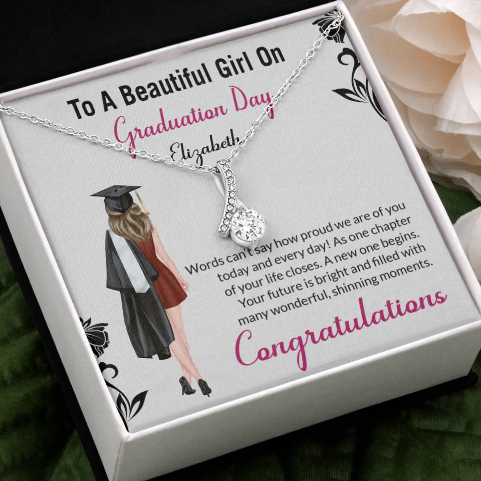 To A Beautiful Girl On Graduation Day - Personalized Necklace - Graduation Gift For Daughter/Sister - Image 35