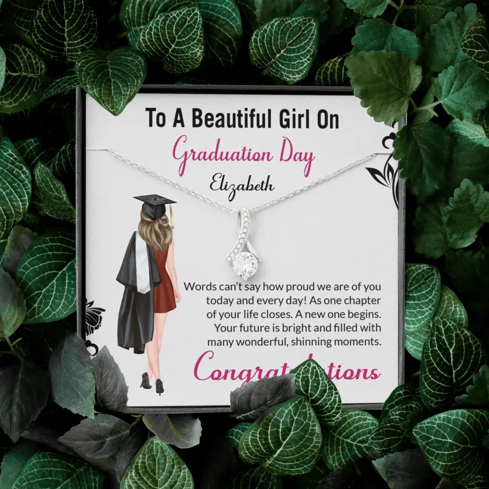 To A Beautiful Girl On Graduation Day - Personalized Necklace - Graduation Gift For Daughter/Sister - Image 36