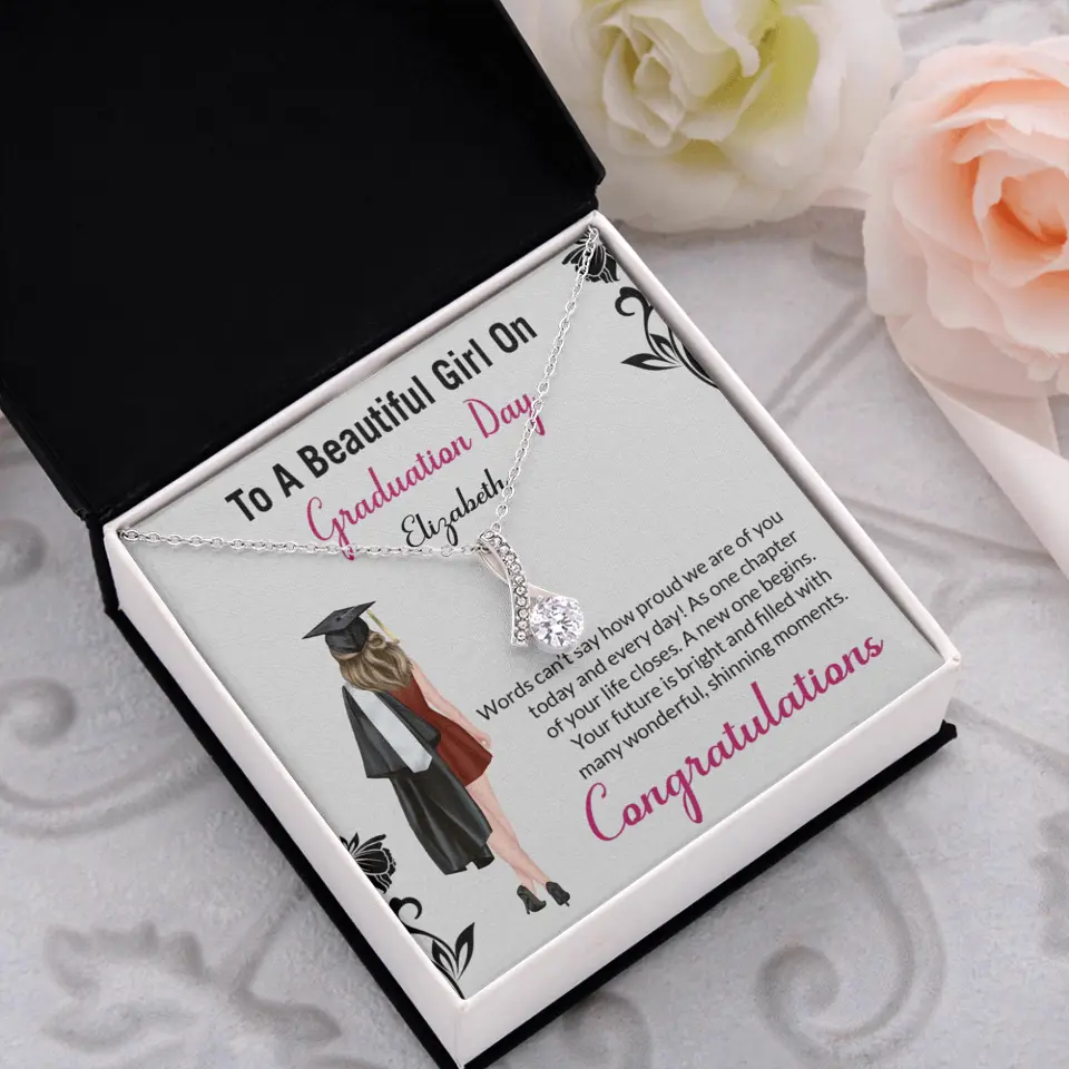 To A Beautiful Girl On Graduation Day - Personalized Necklace - Graduation Gift For Daughter/Sister - Image 37