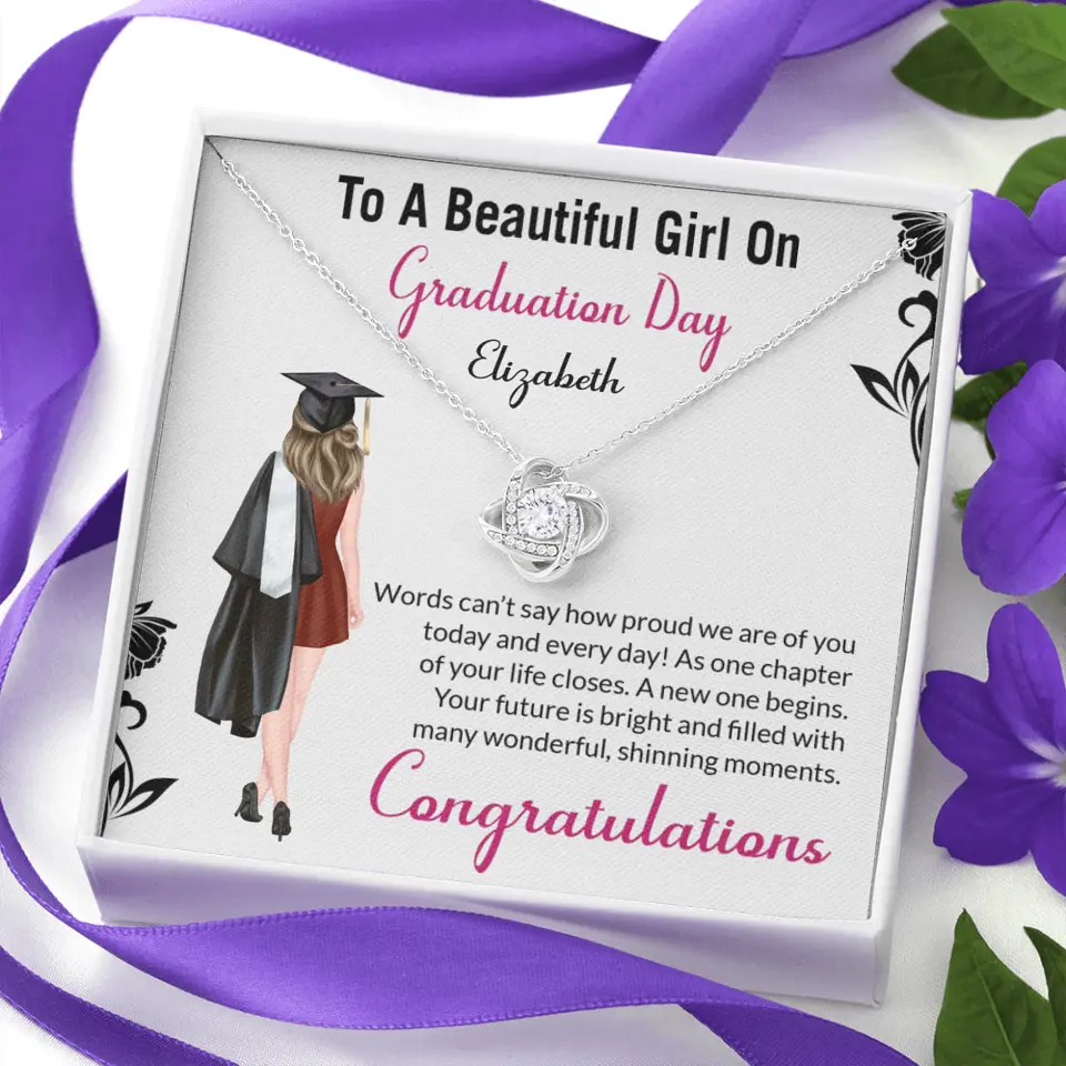To A Beautiful Girl On Graduation Day - Personalized Necklace - Graduation Gift For Daughter/Sister - Image 4