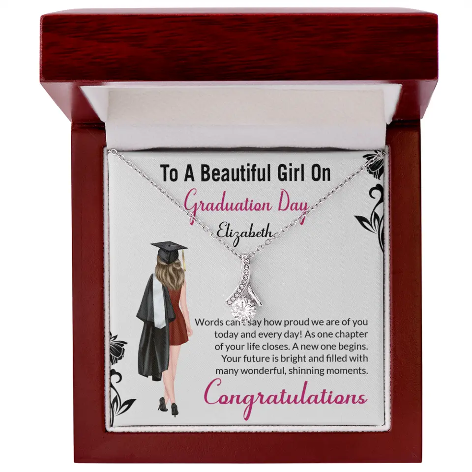 To A Beautiful Girl On Graduation Day - Personalized Necklace - Graduation Gift For Daughter/Sister - Image 42