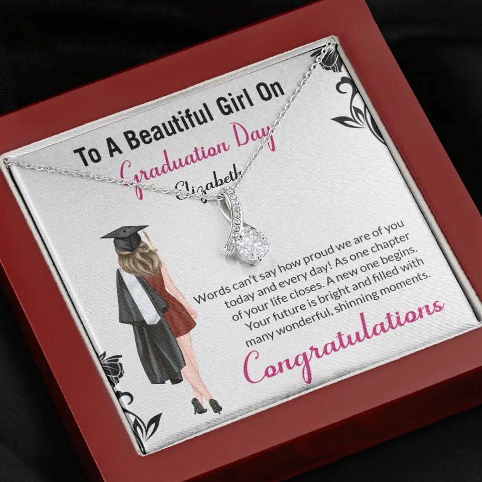 To A Beautiful Girl On Graduation Day - Personalized Necklace - Graduation Gift For Daughter/Sister - Image 43